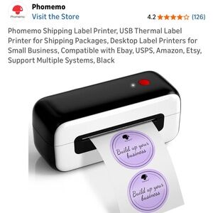 Phomemo Shipping Label Printer, USB-A Thermal Label Printer, EUC, black/white